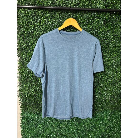 Mens Blue Lululemon Short Sleeve Shirt Size Large - Picture 1 of 3